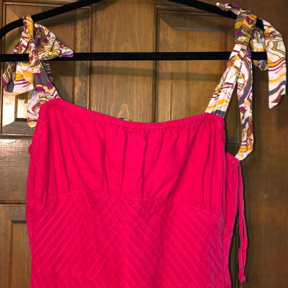 Free People Santorini boho coral maxi dress pink corset linen beach wedding